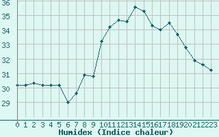 Courbe de l'humidex pour Porquerolles (83)