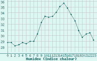 Courbe de l'humidex pour Cap Pertusato (2A)