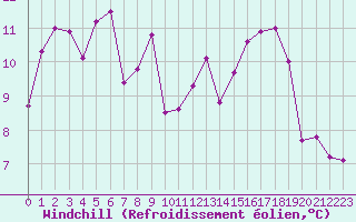 Courbe du refroidissement olien pour Ile Rousse (2B)