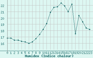 Courbe de l'humidex pour Woluwe-Saint-Pierre (Be)