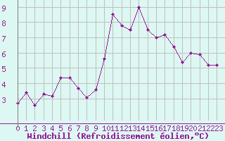 Courbe du refroidissement olien pour Ste (34)