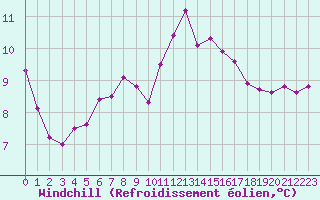 Courbe du refroidissement olien pour Brignogan (29)