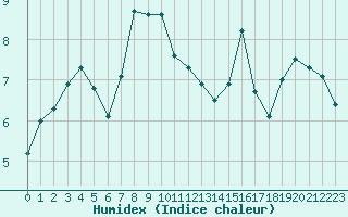 Courbe de l'humidex pour Muret (31)