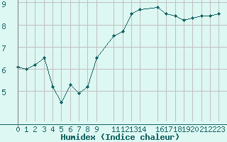 Courbe de l'humidex pour Cap Gris-Nez (62)