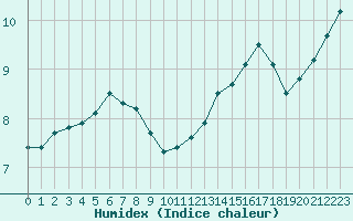 Courbe de l'humidex pour Bourg-en-Bresse (01)