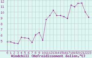 Courbe du refroidissement olien pour Saint-Denis-d