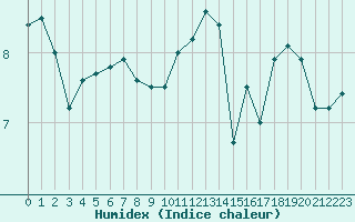 Courbe de l'humidex pour Cap de la Hague (50)