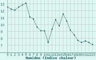 Courbe de l'humidex pour Monts-sur-Guesnes (86)