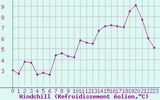 Courbe du refroidissement olien pour Le Talut - Belle-Ile (56)