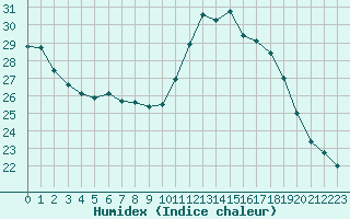 Courbe de l'humidex pour Leucate (11)