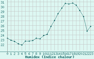 Courbe de l'humidex pour Harville (88)