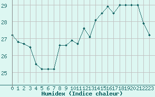 Courbe de l'humidex pour Nmes - Garons (30)