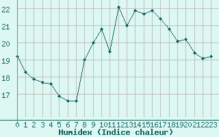 Courbe de l'humidex pour Lyon - Bron (69)