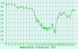 Courbe de l'humidit relative pour Castelnau-Magnoac (65)