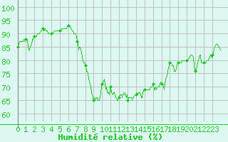 Courbe de l'humidit relative pour Ajaccio - Campo dell'Oro (2A)