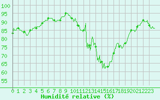 Courbe de l'humidit relative pour Dijon / Longvic (21)