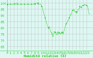 Courbe de l'humidit relative pour Roanne (42)