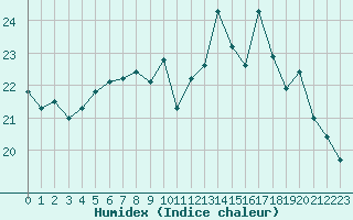 Courbe de l'humidex pour Ile du Levant (83)