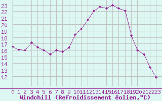 Courbe du refroidissement olien pour Dolembreux (Be)