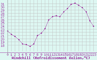 Courbe du refroidissement olien pour Albi (81)