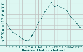 Courbe de l'humidex pour Pertuis - Grand Cros (84)