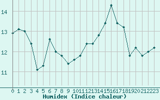 Courbe de l'humidex pour Jan (Esp)