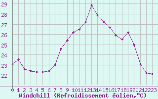 Courbe du refroidissement olien pour Ile du Levant (83)