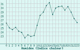 Courbe de l'humidex pour Brigueuil (16)
