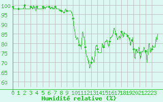 Courbe de l'humidit relative pour Roanne (42)