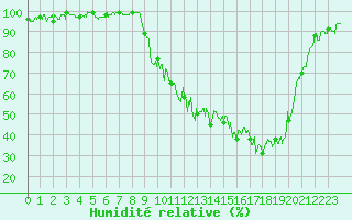 Courbe de l'humidit relative pour Palaminy (31)