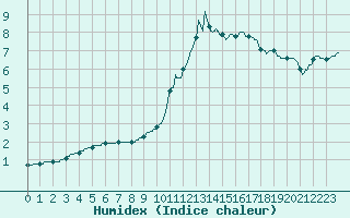 Courbe de l'humidex pour Muret (31)