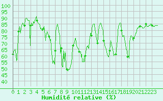 Courbe de l'humidit relative pour Brianon (05)