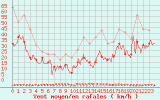 Courbe de la force du vent pour Ile du Levant (83)