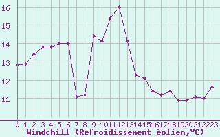 Courbe du refroidissement olien pour Calvi (2B)