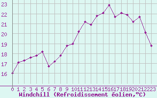 Courbe du refroidissement olien pour Dunkerque (59)