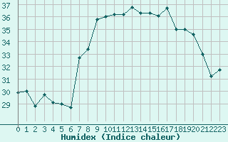 Courbe de l'humidex pour Cap Corse (2B)