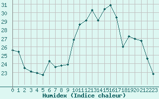 Courbe de l'humidex pour Auxerre-Perrigny (89)