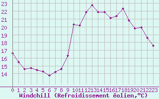 Courbe du refroidissement olien pour Le Touquet (62)