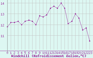 Courbe du refroidissement olien pour Ile d