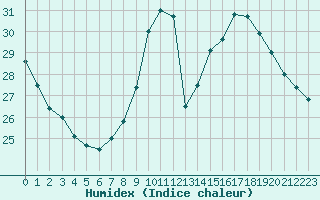 Courbe de l'humidex pour Marseille - Saint-Loup (13)