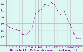 Courbe du refroidissement olien pour Saint-Georges-d