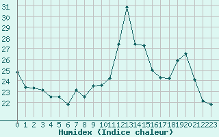 Courbe de l'humidex pour Saint-Girons (09)