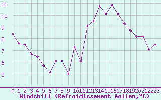 Courbe du refroidissement olien pour Brive-Laroche (19)