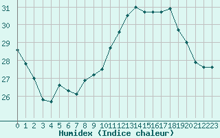 Courbe de l'humidex pour Cap Ferret (33)