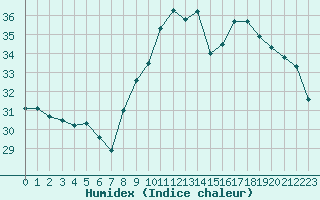 Courbe de l'humidex pour Six-Fours (83)