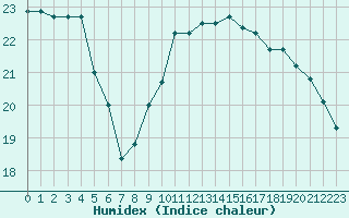 Courbe de l'humidex pour Ploudalmezeau (29)