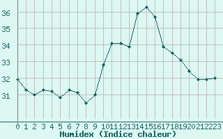 Courbe de l'humidex pour Perpignan (66)