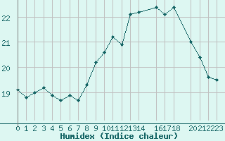 Courbe de l'humidex pour Cap de la Hague (50)