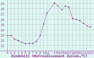 Courbe du refroidissement olien pour Perpignan Moulin  Vent (66)