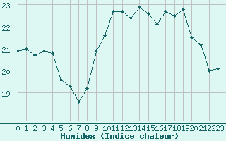 Courbe de l'humidex pour Cap Ferret (33)